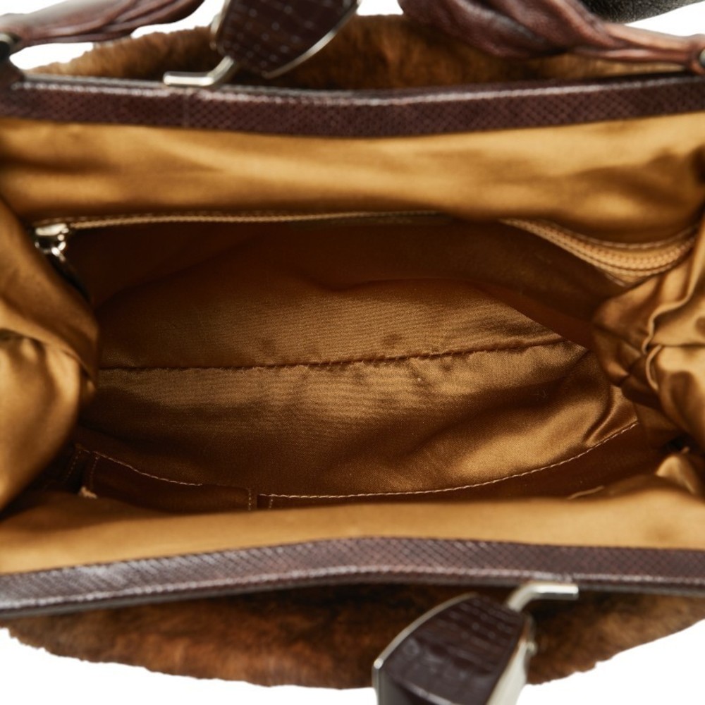 Salvatore Ferragamo Leather Handbag Python Brown … - image 4